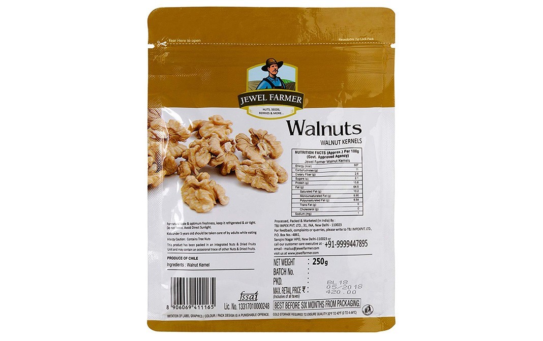 Jewel Farmer Walnuts (Walnut Kernels)   Box  250 grams